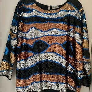 Sequined top in southwestern colors